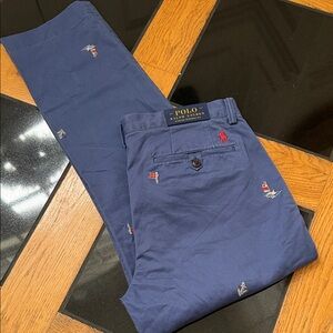Polo by Ralph Lauren Men's Embroidered Blue Chinos